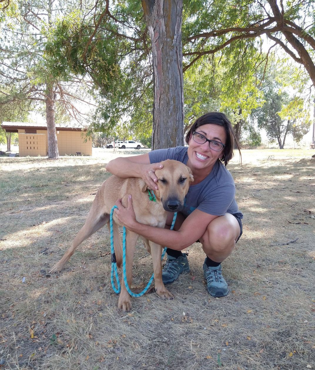 Volunteer with a transported animal